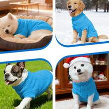 1PC Solid Color Cable Knit Pet Sweater Clothing For Cats And Dogs - Mint Blue - View 3