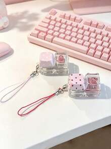 1pc Non-Glowing Colorful Star Pattern Keycap Keychain, Designed For Mechanical Keyboards, Single Keycap Pendant, Detachable Keycap, Compatible With Various Mechanical Keyboards, Perfect For Bags And Backpacks, Ideal Gift For Keyboard Enthusiasts (Random Color And Style) - Multicolor - View 1