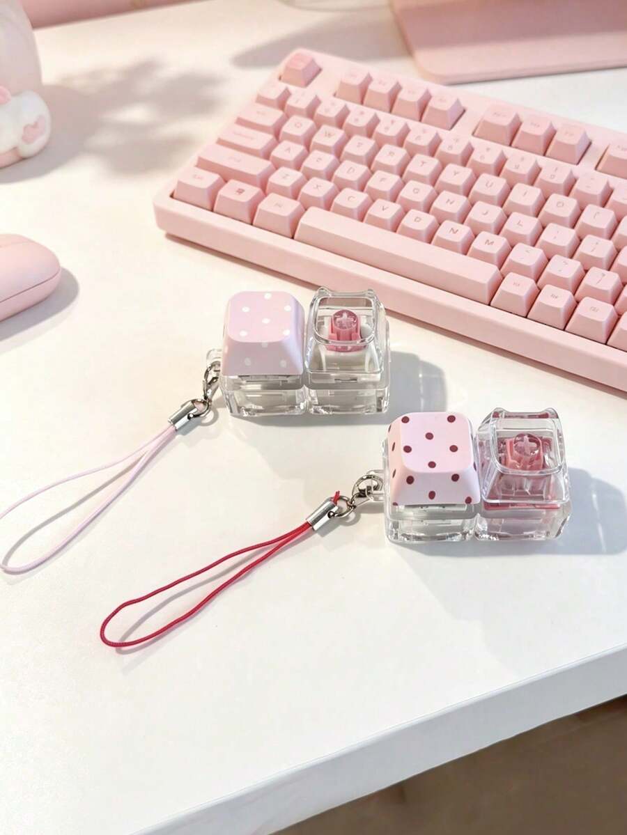 1pc Non-Glowing Colorful Star Pattern Keycap Keychain, Designed For Mechanical Keyboards, Single Keycap Pendant, Detachable Keycap, Compatible With Various Mechanical Keyboards, Perfect For Bags And Backpacks, Ideal Gift For Keyboard Enthusiasts (Random Color And Style) - Multicolor - View 1