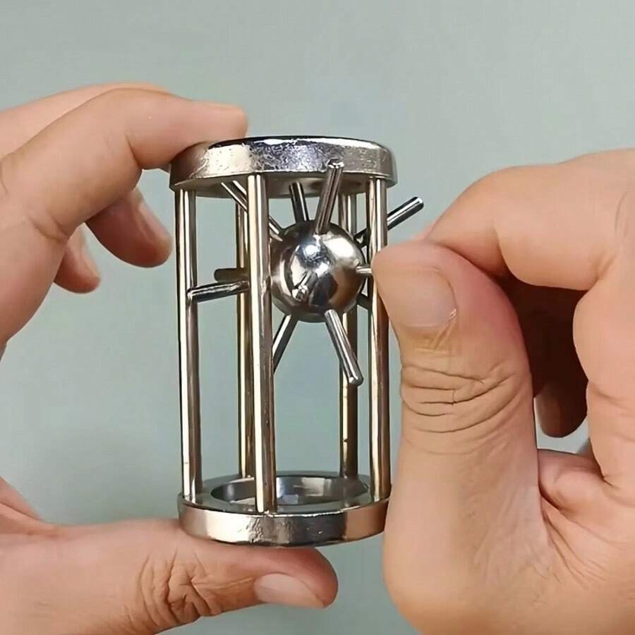 لغز القفص المعدني الكوكبي، لعبة منطقية تعليمية، لعبة تخفيف التوتر المحمولة باليد، ديكور مكتبي محمول، هدية للبالغين، لغز حلقة السلك المعدني، اختبار الذكاء، لعبة السفر