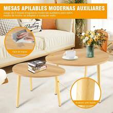 Set De 2 Mesas De Centro Y Auxiliares Minimalistas, Mesas Modernas De MDF Color Negro, Mesas De Café Para Sala, Sofá, Recámara Y Departamento, Diseño Elegante Y Ahorrador De Espacio - Negro - Ver 7
