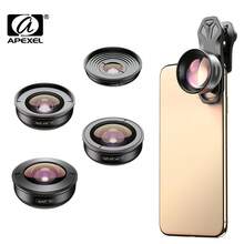 APEXEL 5-In-1 Phone Lens Kit, 2X Telephoto, 195° Fisheye, 110° Wide Angle, 170° Super Wide, 10X Macro, Premium HD Optical Lens, Portable Pro Camera Lens For Outdoor Video/Photo, For Most Smartphones - A - View 1