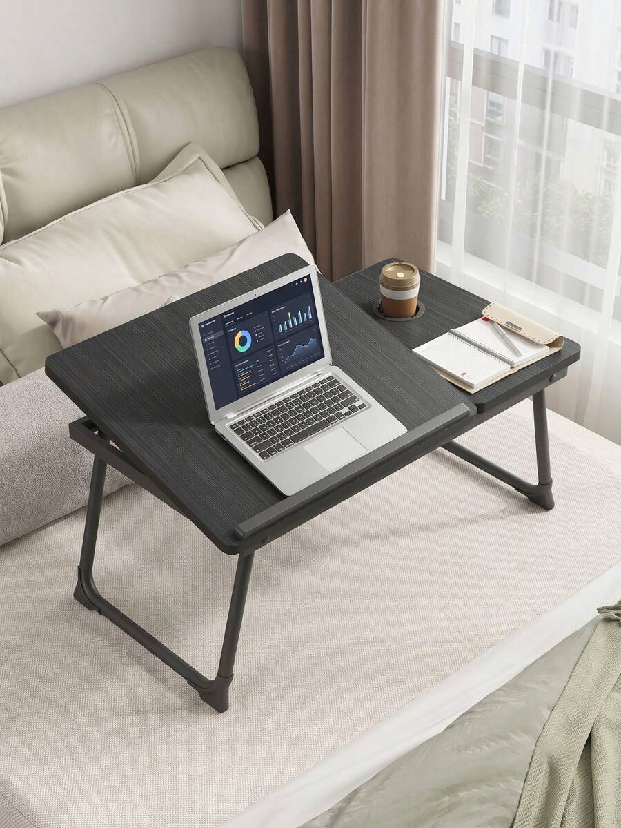 Super life This Bedside Laptop Table Features Foldable Legs And Is A Multi-Functional Wooden Lap Table Suitable For Home Offices, Studies, Bedsides, Sofas, And Dormitories.