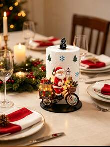 Acrylic Tabletop Vertical Paper Towel Holder With 2D Printed Reindeer Sleigh And Santa Claus Pattern, Kitchen Paper Towel Rack, Home Party Decor And Storage, Lightweight And Affordable, Without Paper Towels, Suitable For Kitchen, Bathroom, Toilet, Dining Room, Living Room, Bedroom, Christmas Holiday Kitchen Desktop Paper Towel Storage Stand, Creative Holiday Home Decor Ornament - Multicolor - View 4