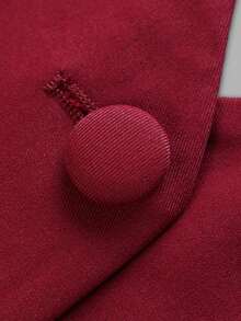 Aflion Women's Burgundy Halter V-Neck Mini Dress, Button Front Pleated A-Line Skirt, Suitable For Halloween, Music Festival, Party, Outing - Burgundy - View 6