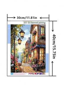 1pc DIY Diamond Painting Sticker Embroidery Landscape Architecture Cottage Home Decor Full Drill 30*40cm/40x50cm - Sets - View 2