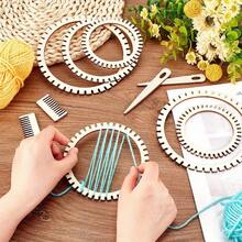6pcs/1set Round Knitting Loom Set, DIY Crochet Wooden Threading Tool Set, Includes Multi-Functional Comb, Crochet Handmade Gift, Can Knit Round Wall Hangings, Wreaths, Earrings, Sewing Clothing Supplies - Multiple Styles - View 2