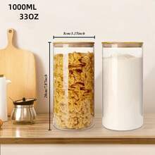 2/4/8PCS 33OZ Glass Jars With Bamboo Lids, Airtight Food Storage Containers, Coffee Storage Canisters, Spice Jars, Suitable For Pasta, Oats, Coffee, Flour, Sugar And Rice | Ideal For Kitchen And Pantry Storage - View 2