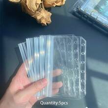 5入 A5A6A7M5 多尺寸透明活頁夾收納袋 PVC 材質更透明耐用 無拉鍊設計 可容納更多用品 可作為存錢計畫袋 文具袋 文件收納袋 適合開學季居家與學校使用 - 彩色 - 查看 15