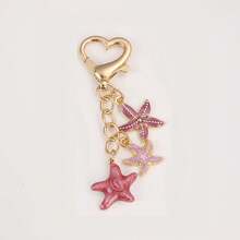 1Pc Starfish Keychain, Alloy Enamel Ocean Sea Star Bag Charm With Heart Clasp, Backpack Pendant, Summer Holiday Gift For Girls Women - Multicolor - View 13