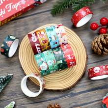 Christmas Theme Washi Tape Set, Includes Santa Claus, Snowman, Gnome Patterns, And Reindeer Masking Tape, Suitable For Stationery, Scrapbooking, Crafts And Gift Wrapping - Multicolor - View 4