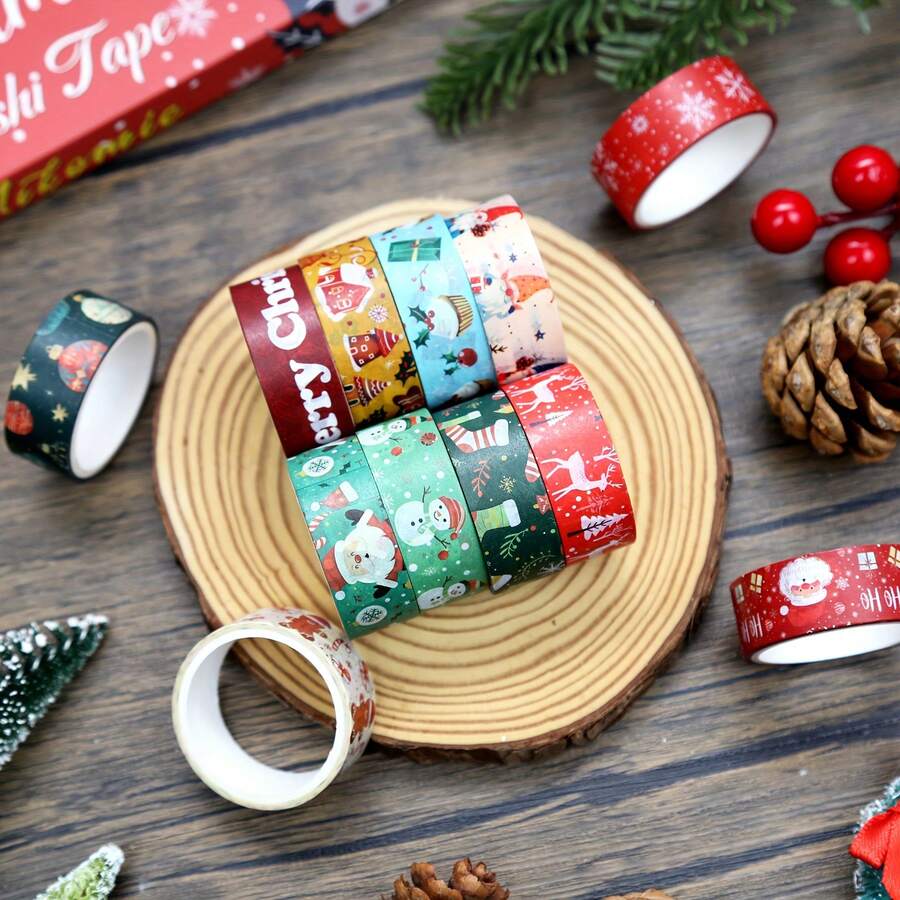 Set Pita Washi Bertema Natal, Termasuk Pola Santa Claus, Manusia Salju, Kurcaci, dan Pita Perekat Rusa Kutub, Cocok untuk Alat Tulis, Scrapbooking, Kerajinan Tangan, dan Pembungkus Kado - Beraneka warna - View 1