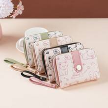1pc Women's Mini Wallet, Cute Cat Pattern, Small Zipper Coin Purse With Multiple Card Slots And Wrist Strap - Lightweight And Portable, Can Hold Cash, ID Card And Coins, Large Capacity Short Wallet, Fashionable Cute Faux Leather Coin Purse, Suitable For Daily Use, Commuting To Work, Also An Ideal Gift For Friends And Family. - Multicolor - View 2