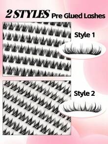 Rikuaild 264pcs Self-Adhesive False Eyelash Book, Large Capacity Cartoon Style Pre-Glued Lashes, Mixed 2 Styles, Soft Comfortable Lightweight Reusable, Natural Eyelash Clusters, Suitable For Party Daily Makeup, Autumn, Back To School, Travel Essential - C - View 5