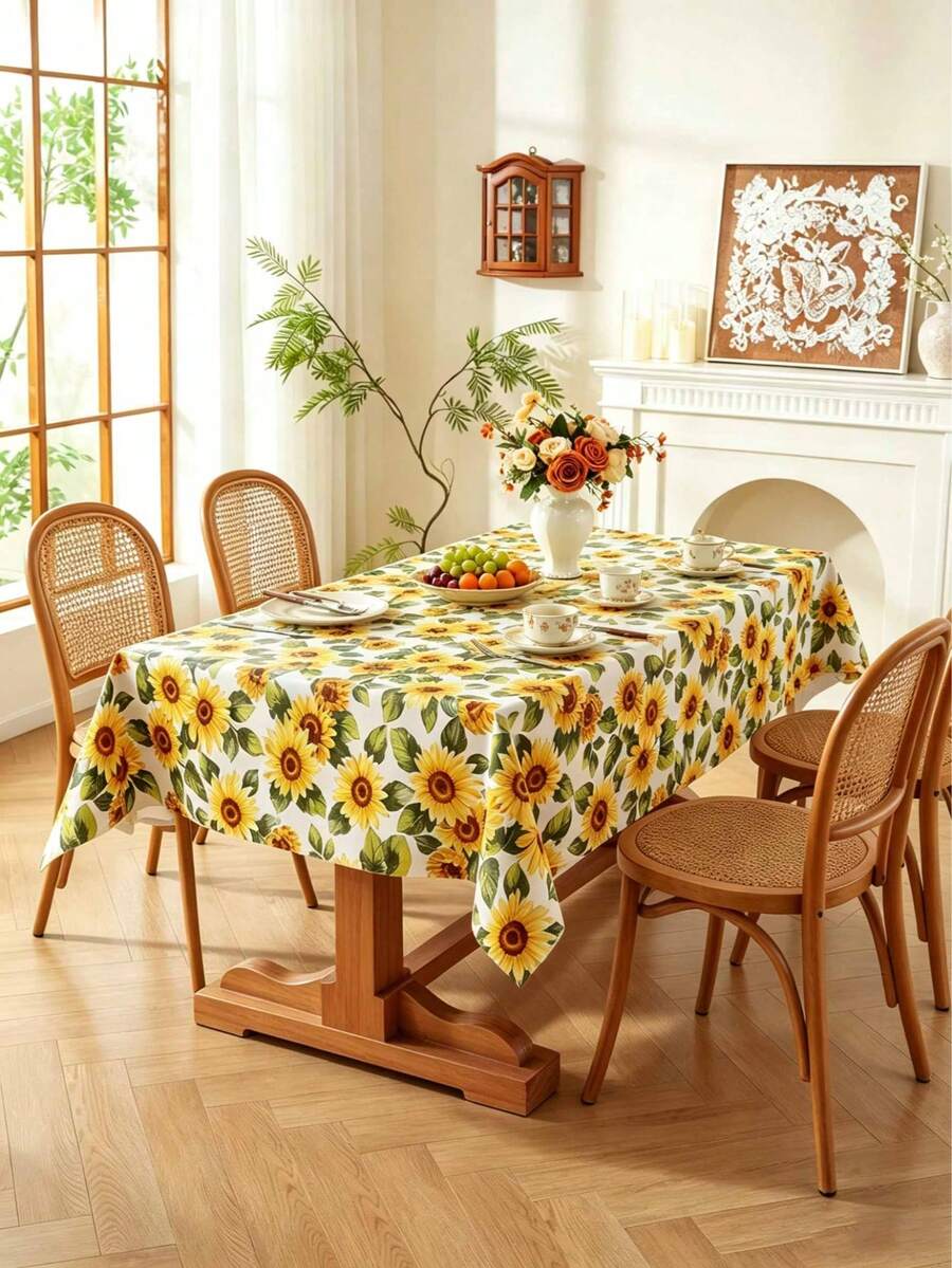PVC Non-Woven Fabric, Simple Black And White Striped Square Printed Rectangular Tablecloth, Indoor And Outdoor, For Party, Living Room And Kitchen Decoration - Multicolor - View 1