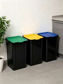 Large Capacity Hand Carry Trash Bin With Flip Lid, Odor Resistant Thick Plastic, Waste Container For Kitchen Bathroom Yard Home Use - Multicolor - View 11