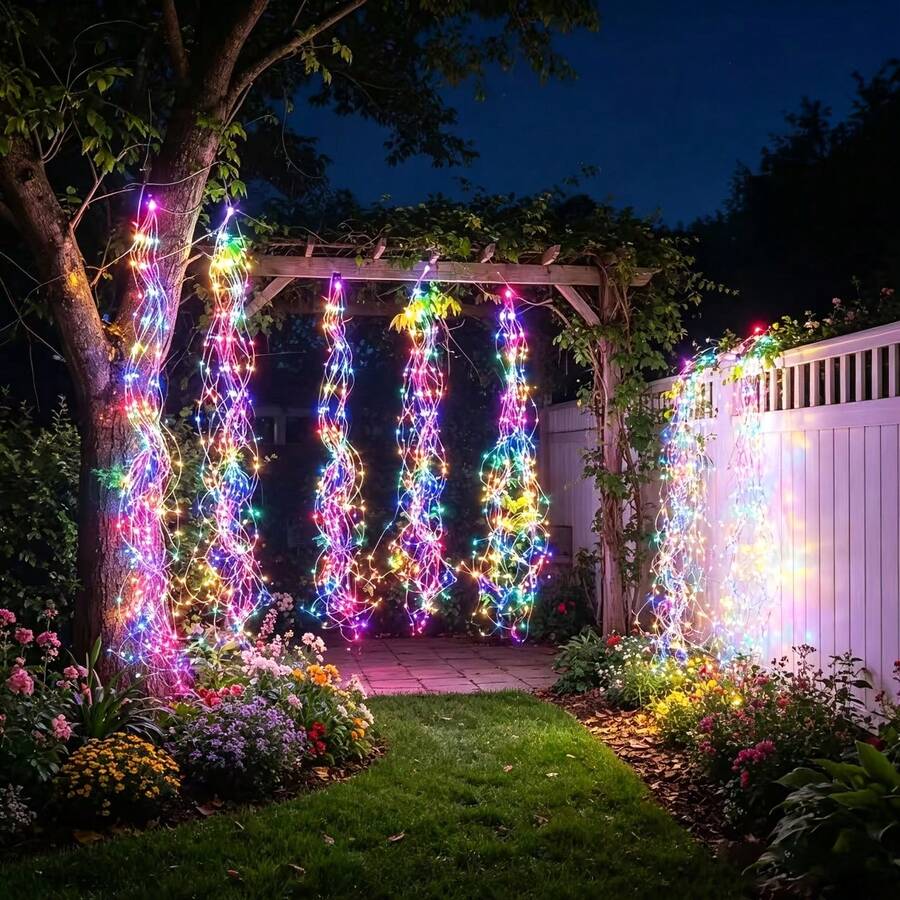 100/200/300 LED Solar Powered Vine Fairy Lights, Outdoor Garden Lights, Christmas Tree Decoration Lights