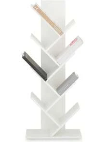Bücherregal betonoptik - freistehendes Standregal für Bücher, Baumregal, hergestellt aus hochwertiger Spanplatte - Weiss - Übersicht 8