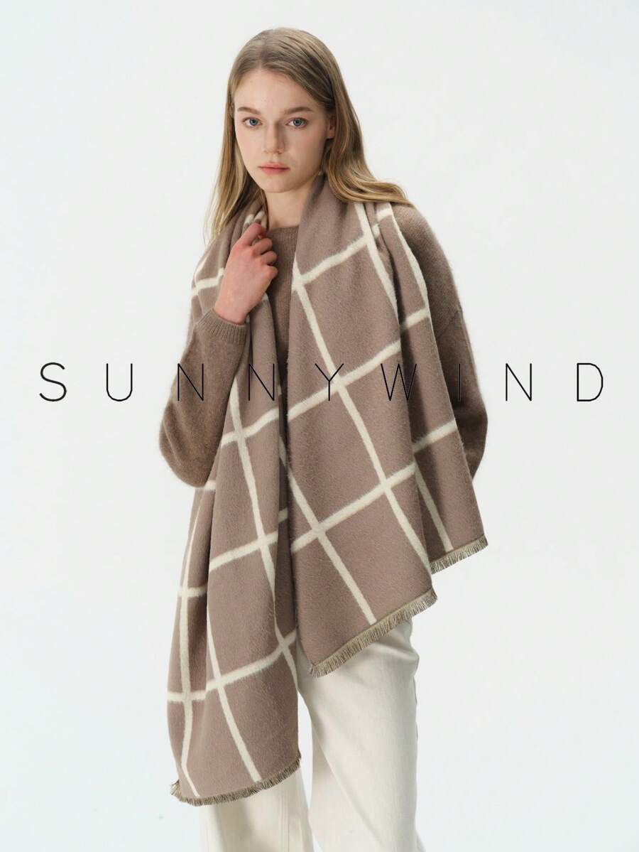 1pc Women's Solid Color Polyester Commuter Fashion Versatile Scarf For Daily Use - Khaki - View 1