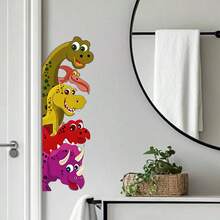 1pc Creative Cute Colorful Dinosaur Wall Sticker For Living Room Bedroom Room Decoration, Rich Dinosaur Varieties With Bright Contrasting Color Design, Beautify Wall Corners And Add Fun Atmosphere To Space. Made Of Self-Adhesive PVC Material, Moderate Adhesion And No Residue. - one-size - View 5