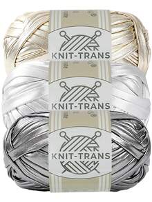 KNIT-TRANS 3pcs 300g Multi-Color Artificial Leather Yarn, Polyester Metallic Crochet And Knitting Yarn, 33m/36yds Per Roll, Suitable For DIY Bags, Blankets, Cushions, Rugs, With Eye-Catching Unique Metallic Tone - Multiple Styles - View 13
