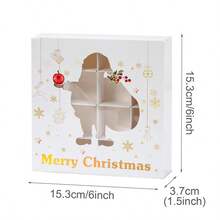 4pcs/1pc Christmas Paper Treat Boxes With Cutout Window, Xmas Santa Reindeer Snowflake Bell Tree Pattern Gift Box, Merry Christmas Holiday Party Packaging Box For Baking Favors - Multicolor - View 12