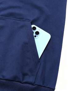 One Piece New Solid Color Knitted Hooded Cardigan Women's Casual Loose Pullover Jacket Spring/Autumn - Navy Blue - View 5