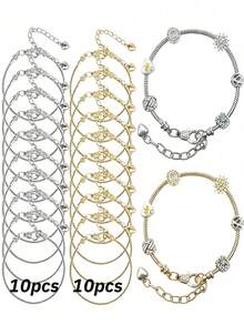 20pcs - Charming Snake Chain Bracelet Set, Adjustable Bracelets With Lobster Clasp Extension Chain, DIY Jewelry Making Materials, Handmade Bracelet Kit, Gift For Her - Bracelet Set - View 11
