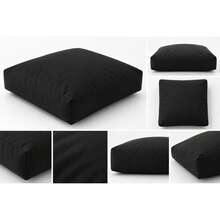 70x70 Cm Tufted Floor Cushion, Made In Turkey, Square Seating Pillow For Indoor & Outdoor Use - Black - View 2