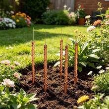 3pcs Garden Plant Stakes, Plant Support Rods, No Electricity Required, Suitable For Gardens, Potted Plants And Vegetable Gardens, Promoting Plant Growth, Good Helpers For The Garden - Rose Gold Straight Copper - View 2