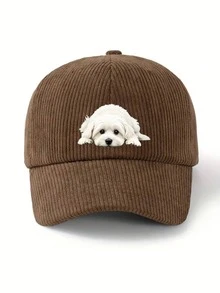1pc Corduroy Baseball Cap With Cute Dog Patch, Vintage Y2K Adjustable Dad Hat, Personalized Pet Lover Style, Suitable For Daily Commute, Travel, Dog Walking - Multicolor - View 11