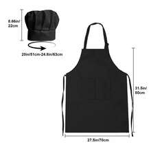1 Set Chef Hat & Apron Set, With Adjustable Buckle, Professional Kitchen Cooking & Baking Apron, Large Front Practical Pocket, Adult Unisex Chef Uniform Set, Durable Workwear, Suitable For Home, Restaurant, BBQ Party - Multicolor - View 11