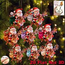 8/16pcs New Wooden Christmas Hanging Ornaments, Santa Riding Reindeer & Eagle Pattern, Flat Wooden Christmas Tree Decorations For Holiday Gift - Multicolor - View 1