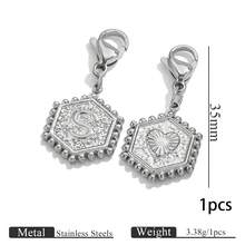 1pc Stainless Steel Gold Plated Hexagonal Letter Charm With Lobster Clasp, Alphabet Heart Pattern Pendant, DIY Keychain Bag Charm Accessories - one-size - View 45