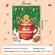 Set Buku Mewarnai Natal Anak-Anak, Buku Aktivitas Liburan, Santa Claus, Manusia Salju, Rusa Kutub, Kue Jahe, Hadiah Natal dan Pengisi Kaos Kaki Natal, Mainan Penghilang Stres Kreatif, Buku Mewarnai Latihan Gambar Tangan yang Menyenangkan, Pilihan Terbaik untuk Hadiah Liburan - MultiWarna - View 7