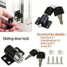 9pcs Sliding Door And Window Anti-Theft Lock Set|Anti-Prying Key Lock With Double Features (2 Keys + 4 Screws + 1 Lock + 2 Locking Devices) Suitable For Sliding Windows/Sliding Doors Provides Security Protection For Homes, Offices, And Shops - Sliding Door and Window Lock - View 8