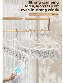 24pcs Multi-Color Plastic Coated Metal Multi-Clip Laundry Drying Rack, Strong Clamps, Rust-Proof Wind-Resistant, Space-Saving Non-Slip, Closet Storage Drying Rack, Suitable For Socks, Underwear, Bras, Skirts, Indoor Balcony Home Daily Laundry - View 3