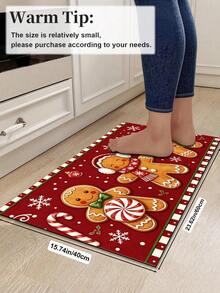 1/2pcs Christmas Kitchen Decor Rugs, Merry Christmas Gingerbread Man Design, Winter Kitchen Carpets And Mats, Non-Slip Washable Absorbent Kitchen Accessories Decorative Floor Mat, Christmas Holiday Gift! - Multicolor - View 17