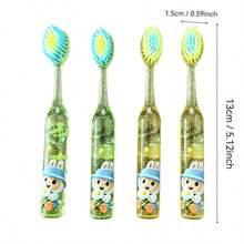 4pcs/Box Cartoon Character Shaped Soft Bristle Children's Toothbrush, Baby Tooth Care, Home Brushing, Highly Attractive Crystal Handle, Baby Gift - Multicolor - View 2