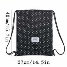 Polka Dot Drawstring Backpack With Inner Pocket, Lightweight Casual Drawstring Bag, Suitable For Daily Commute, Sports, Beach And Travel, Back To School, Women's Fashion Backpack, Cute Backpack - Black - View 7