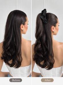 Wrinkled, Slightly Curled, Half-Up High Ponytail Wig For Women, High Crown, Fountain-Like Long Braid, Fluffy Fake Ponytail - Multicolor - View 5