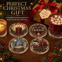4/8pcs Autumn/Winter New DIY Colorful Pearl Rhinestone + Shiny Diamond Cup Coaster Set, Suitable For Beginners, Applicable For Home, Festival Decoration, DIY Handmade Kit, Perfect Gift Choice For Family And Friends - Rhinestone Coaster/QY214 - View 7