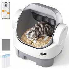 DEVOKO Intelligent Automatic Cat Litter Box With App Control, Self-Cleaning Litter Box With Open Entrance During Drum Rotation, XXL Large Interior, 12L Collection Container, Suitable For Cats 1.5–10 Kg - White - View 9
