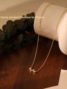 Dainty Gold Necklace For Women 14k Gold Plated Cubic Zirconia Solitaire Cute Pendant Necklace Simple Gold Choker Necklaces Fashion Gold Jewelry - Gold - View 6