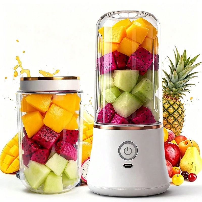 Gelas Juicer Mini, Juicer Portabel Nirkabel, Blender Ukuran Pribadi, Cocok untuk Smoothie dan Milkshake, Blender Buah Dapur Rumah, Cocok untuk Rumah dan Perjalanan. (420ML)