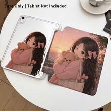 Girl, Bear, Bow Pattern Painted Effect Tablet Protective Case With Stand, Compatible With Honor 8/9/10/X8/X8A/X9/X8Pro/X9Pro/ MatePad SE 11 Inch/MatePad 11 Inch/11.5 Inch/MatePad Pro And More/, Apple 10th Gen/11th Gen 2025 (A16), Galaxy Tab A7/A9 And Other Popular Models - Multicolor - View 2