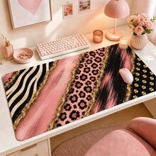 3pcs Abstract Zebra And Floral Mouse Pad With Metallic Gold Effect Print, 4 Color Options, Extended Desk Mat Polyester Surface With Non-Slip Rubber Base For Office, Home, Dorm And Gaming, 3 Sizes Available - View 8