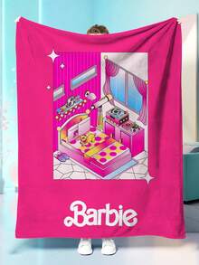 MASSDI Vibrant Fuchsia Fleece Throw Blanket, Fashion Figure With Rhinestone Fashion Glasses Design, HD Vivid Printing, Lightweight Warm Texture, Suitable For Indoor Rest, Dorm Use And Home Aesthetic Decor - Multicolor - View 7