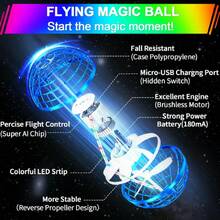 RGB Magic Flying Ball With Boomerang Effect, Mini Drone For Kids, Magic Ball With Built-In Lights And 360° Rotation, Flying Ball Hoverball Spinner Toy - Blue - View 4