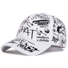 1pc Men's WHAT Graffiti Baseball Cap, Street Fashion Letter Print Hat, Outdoor Sun Protection Casual Cap For Spring/Autumn Travel, Beach Vacation - Multicolor - View 3